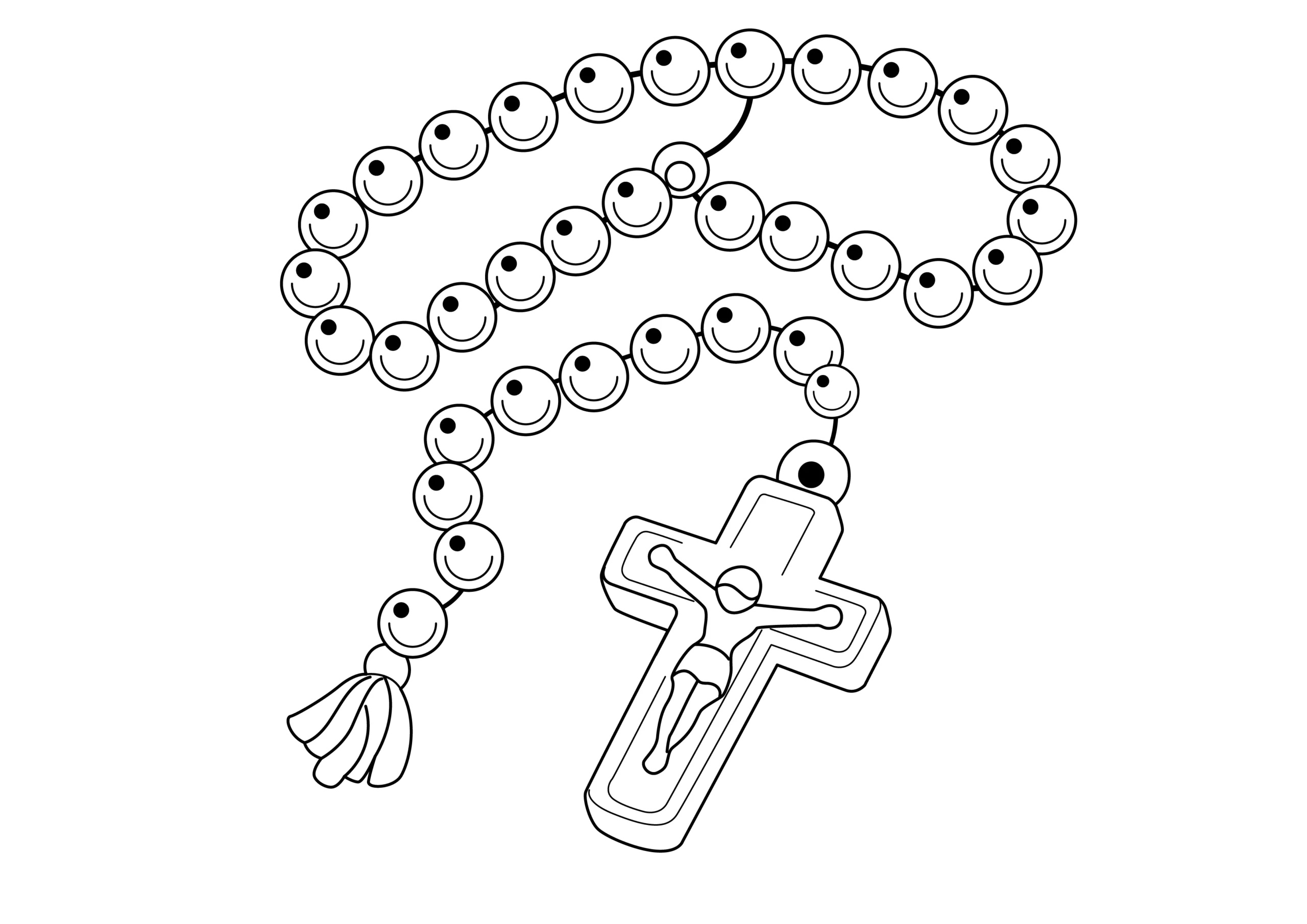 Free Rosary Beads Coloring Image Printable PDF For Kids