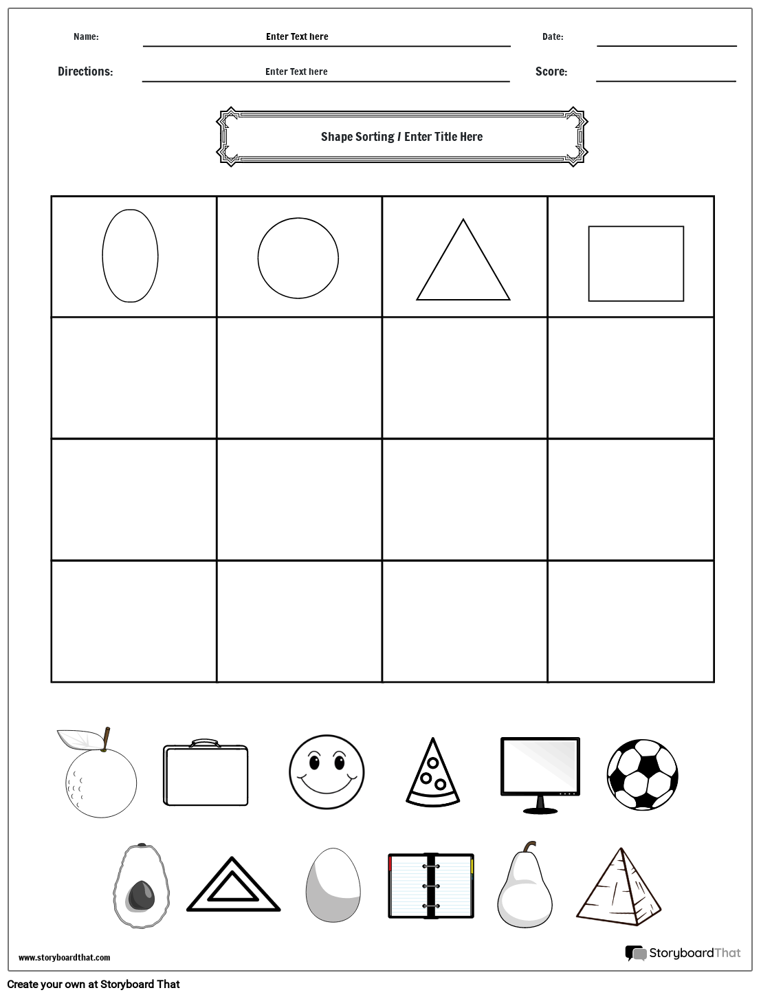 Free Shape Sorting Worksheets By Storyboard That