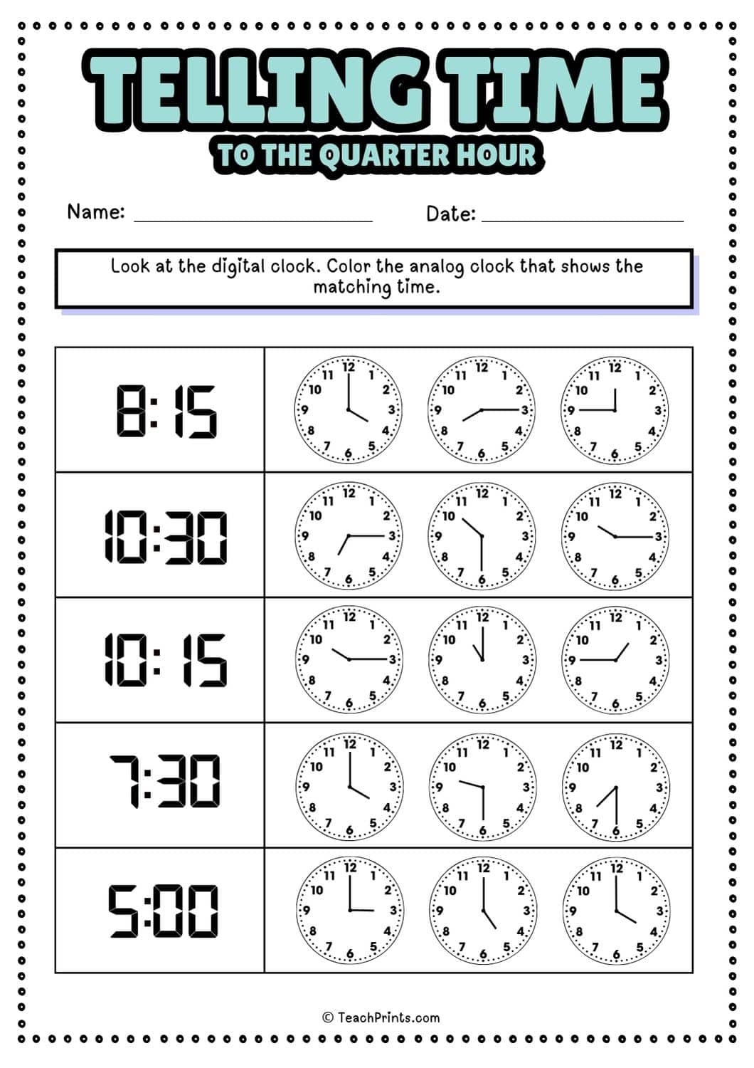 Free Printable Time Worksheets For 2nd Grade