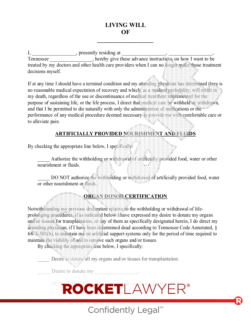 Free Tennessee Living Will Make amp Download Rocket Lawyer
