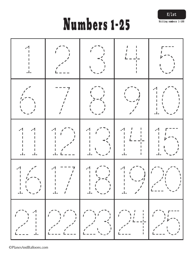 Printable Number Tracing Worksheets 1-100