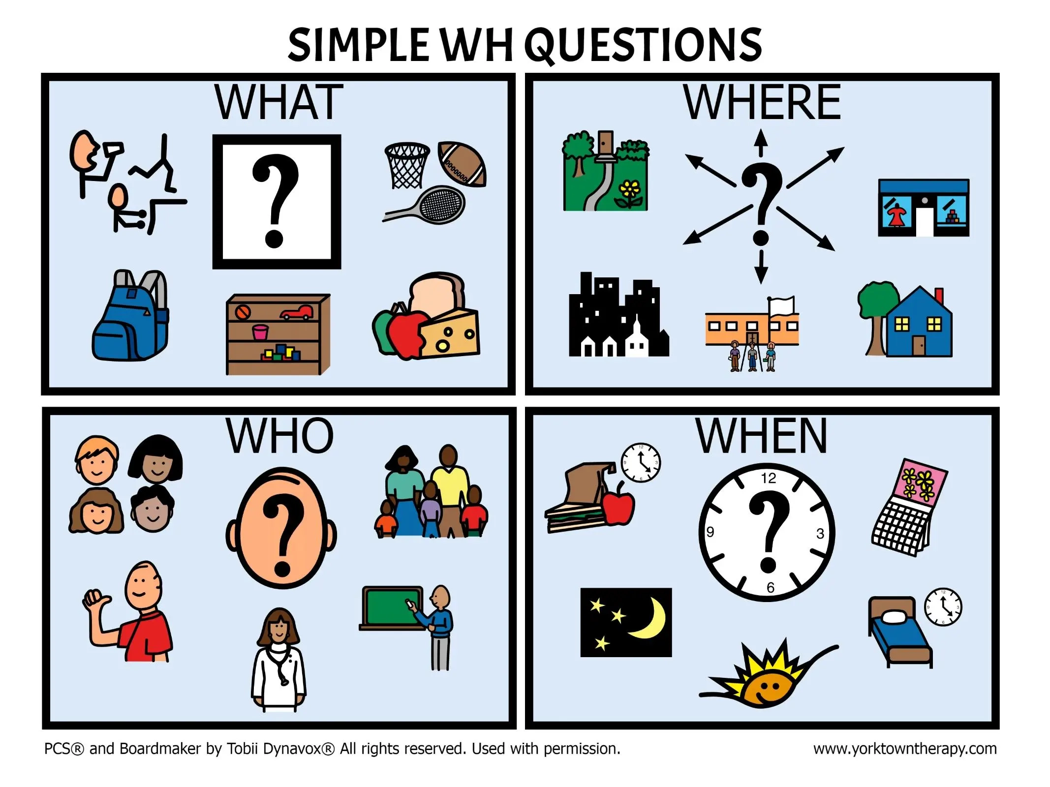 Free WH Question Visual Live Speak Love Yorktown Therapy Services