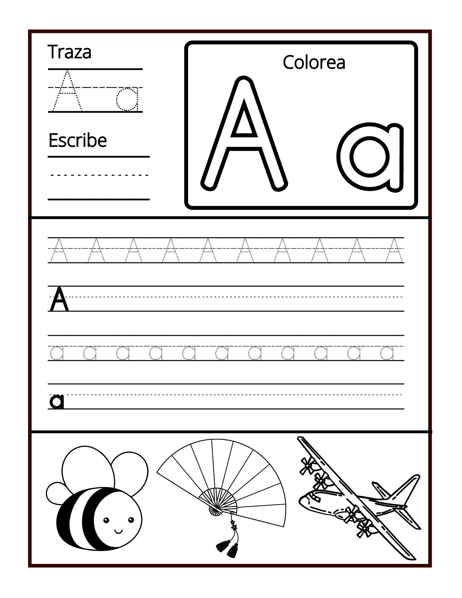 Fun Spanish ABC Worksheets For Kids Trace Write And Color Made 