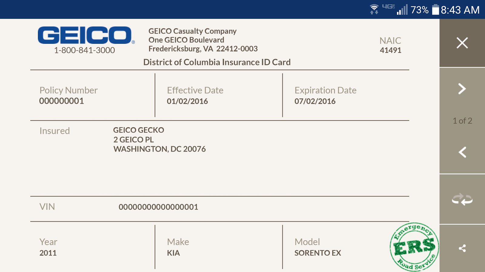 Geico Insurance Card Template Printable