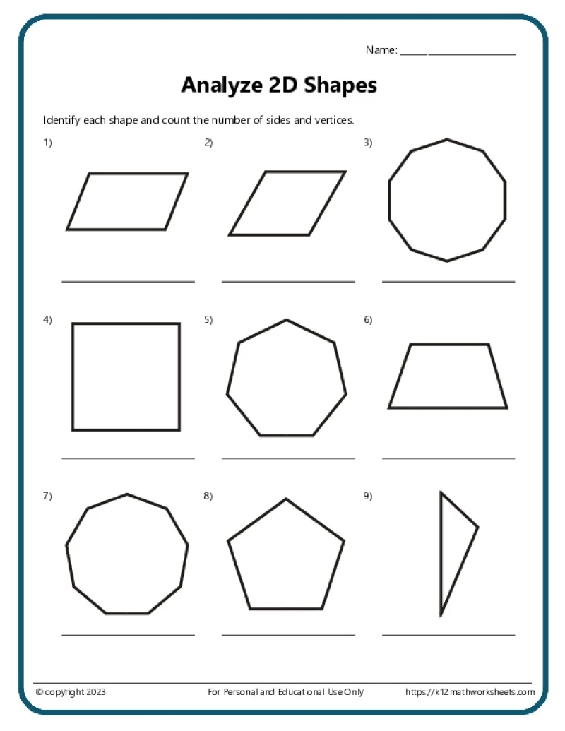 4th Grade Printable Worksheets Geometry