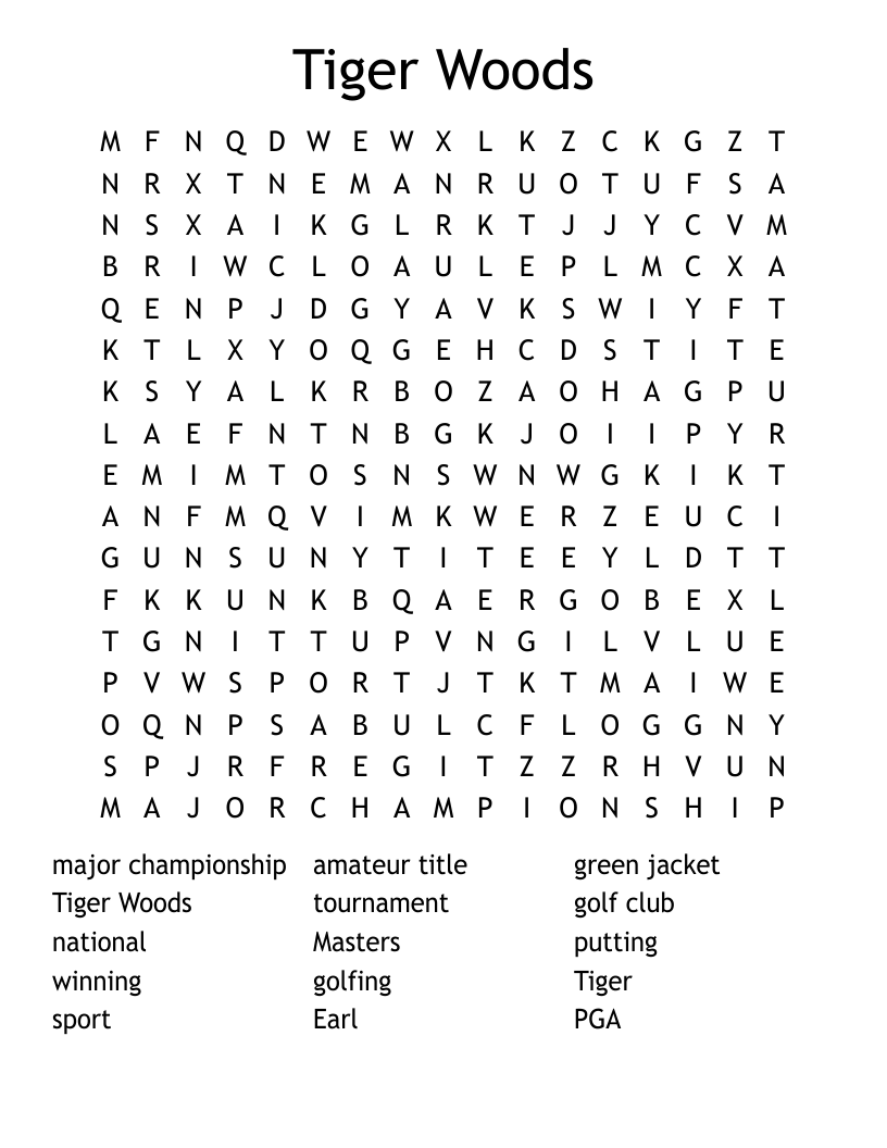 Golf Crosswords Word Searches Bingo Cards WordMint