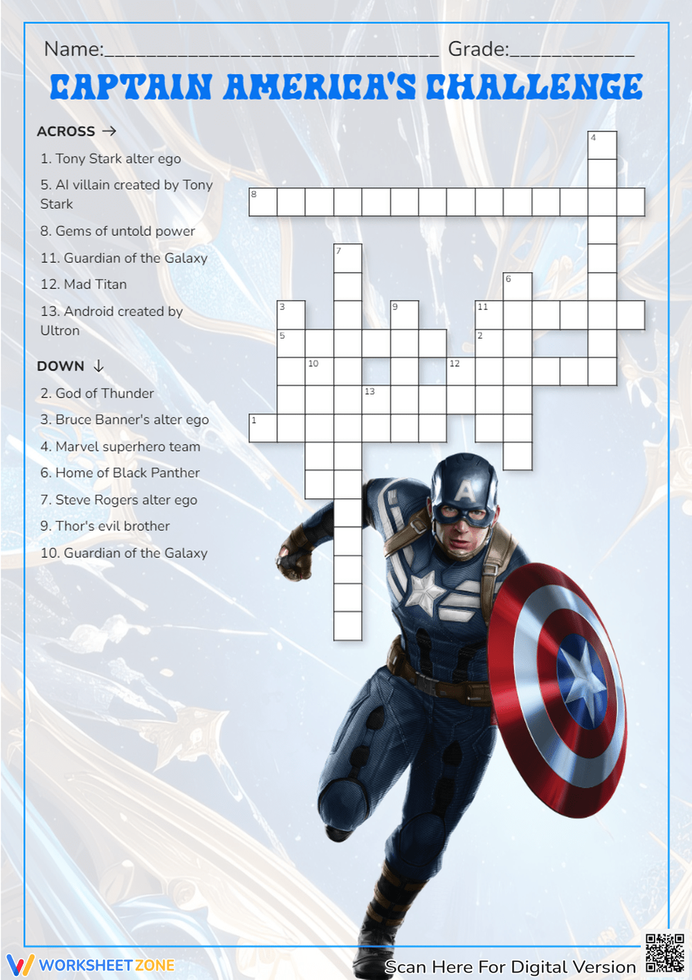 Marvel Superheroes Animated Printable Puzzles