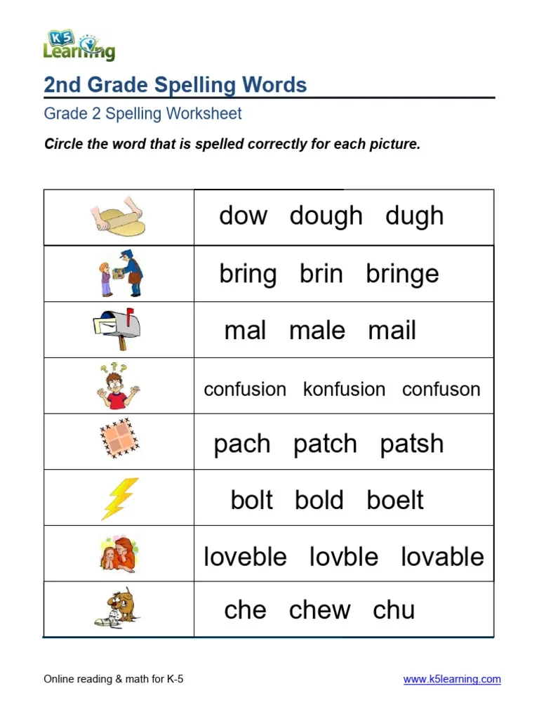 Free Printable Spelling Worksheets 2nd Grade