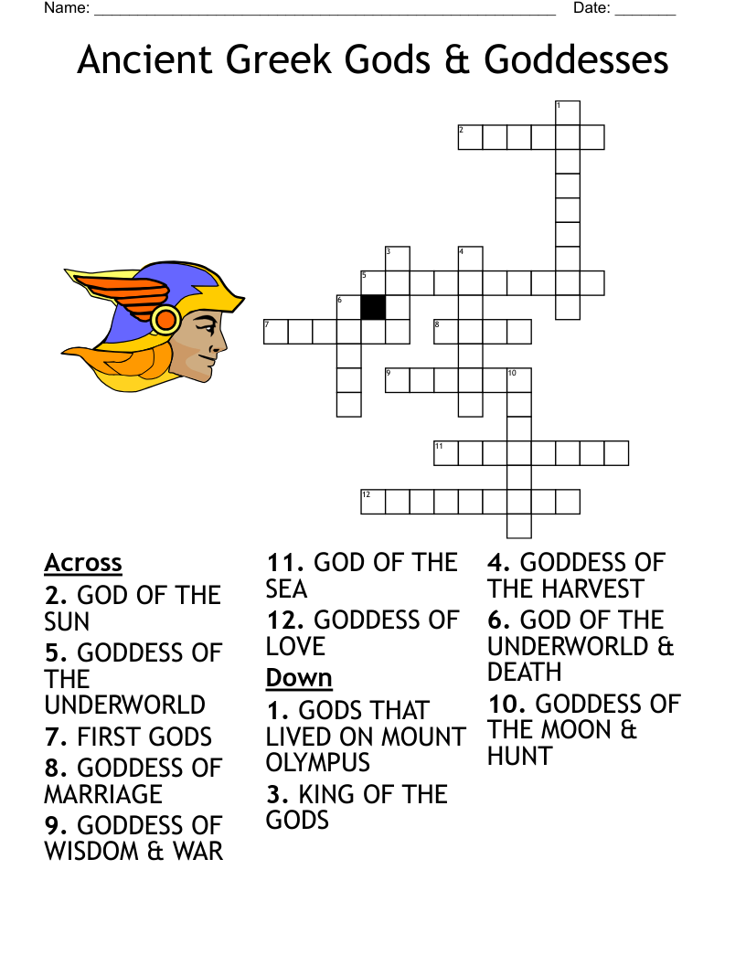 Greek Mythology Crossword Puzzle WordMint