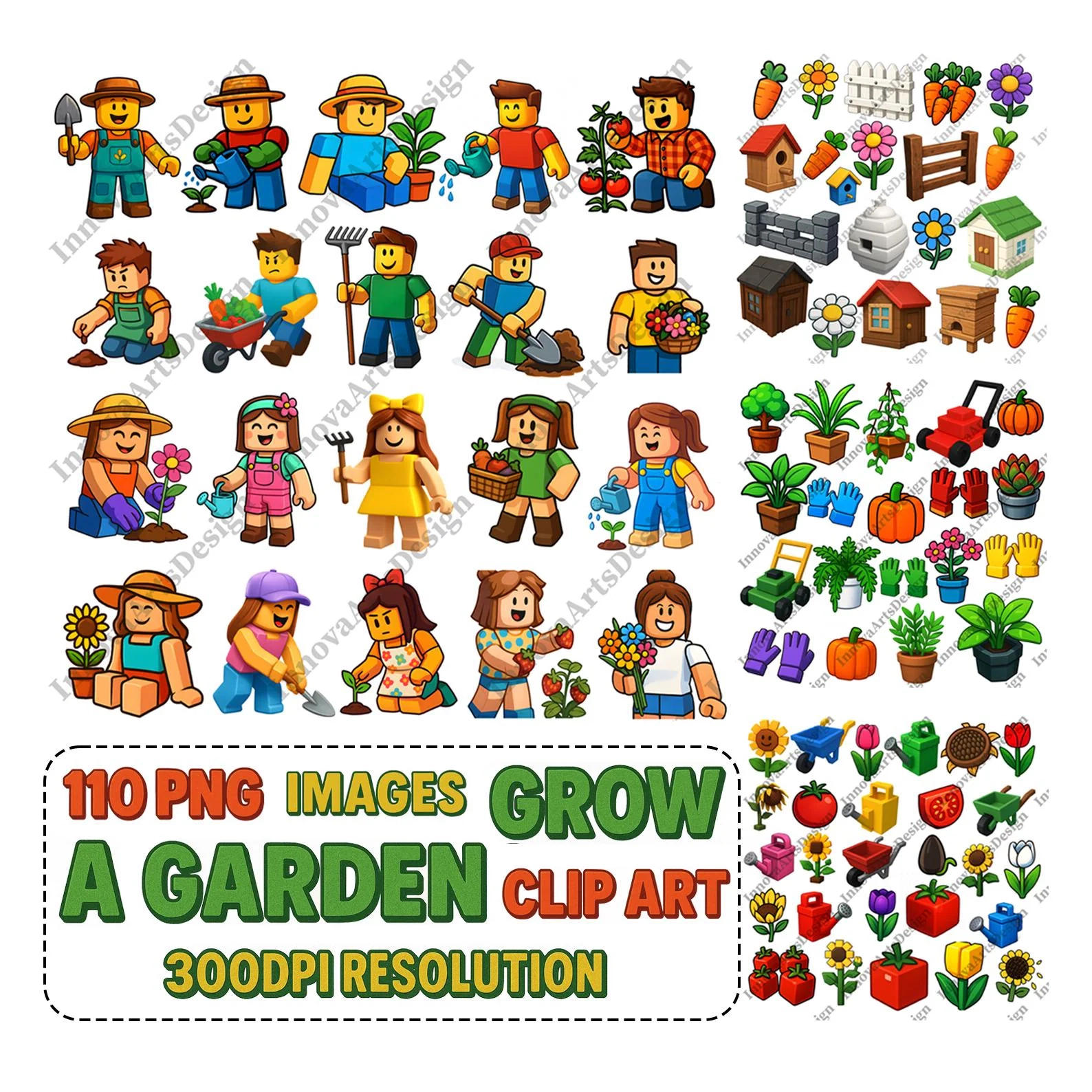 Grow A Garden Roblox Clipart Bundle 110 PNG Images 300 DPI 