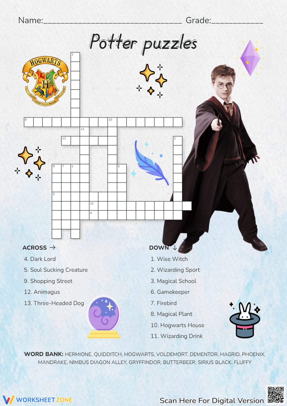 Crossword Puzzles Harry Potter Printable