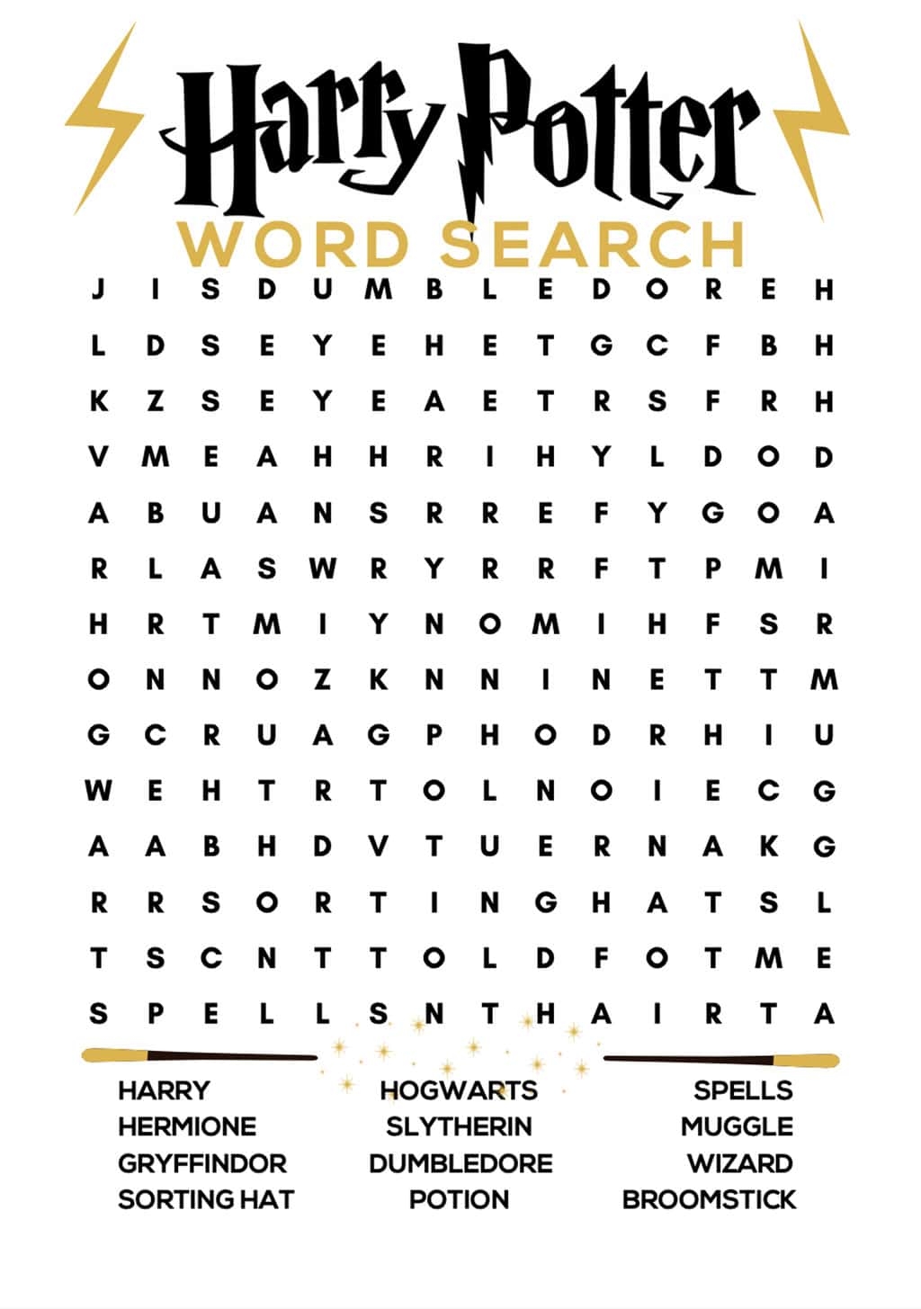 Printable Harry Potter Word Search Puzzles