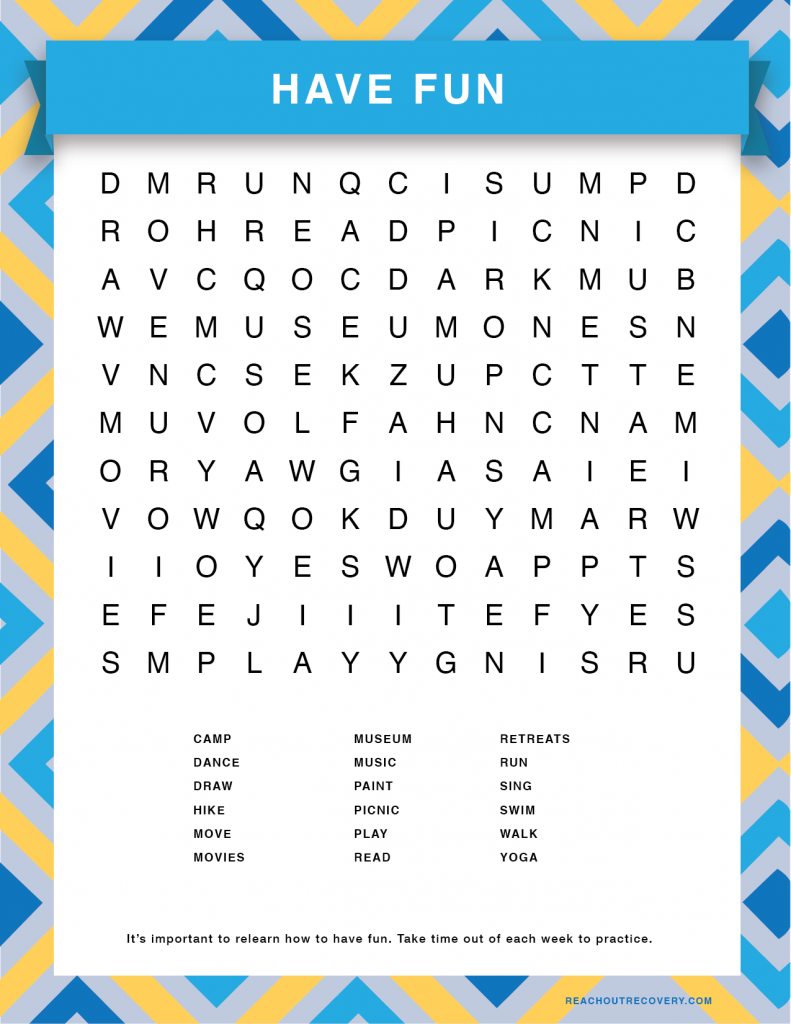Recovery Word Search Printable Free