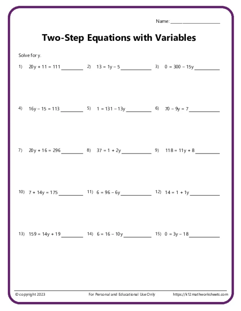 Math Worksheets For 9th Graders Printable
