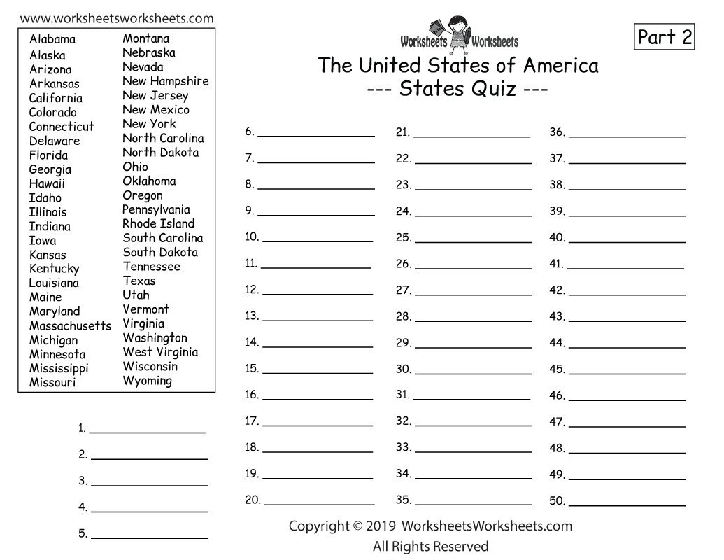 Free Printable Geography Test