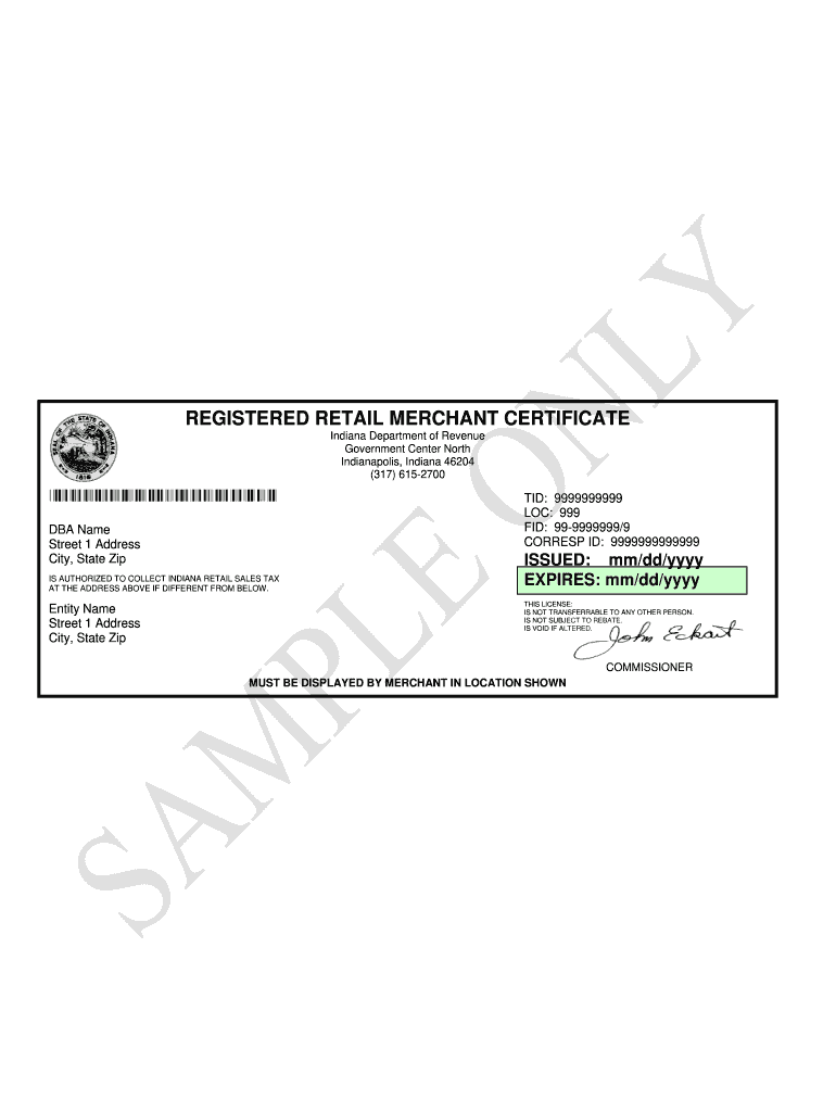 Printable Form St 105 Indiana
