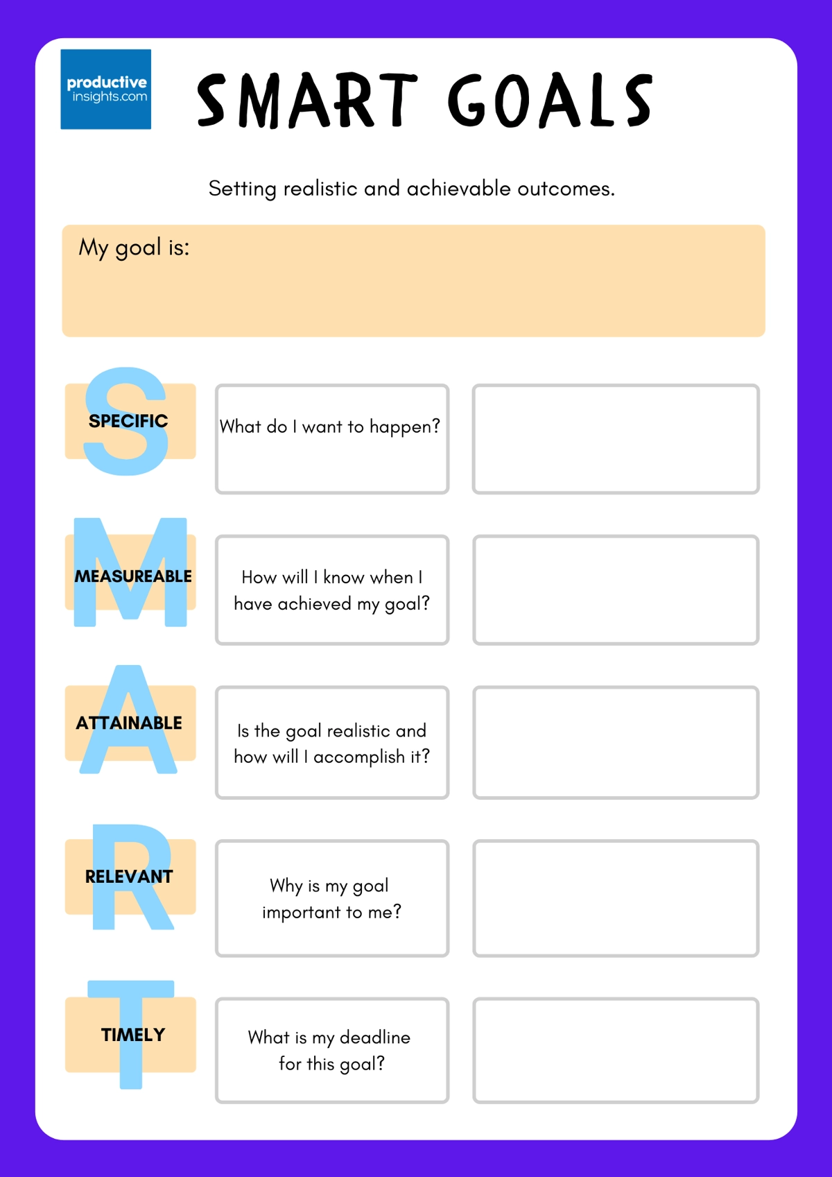 Smart Goal Setting Worksheet Printable