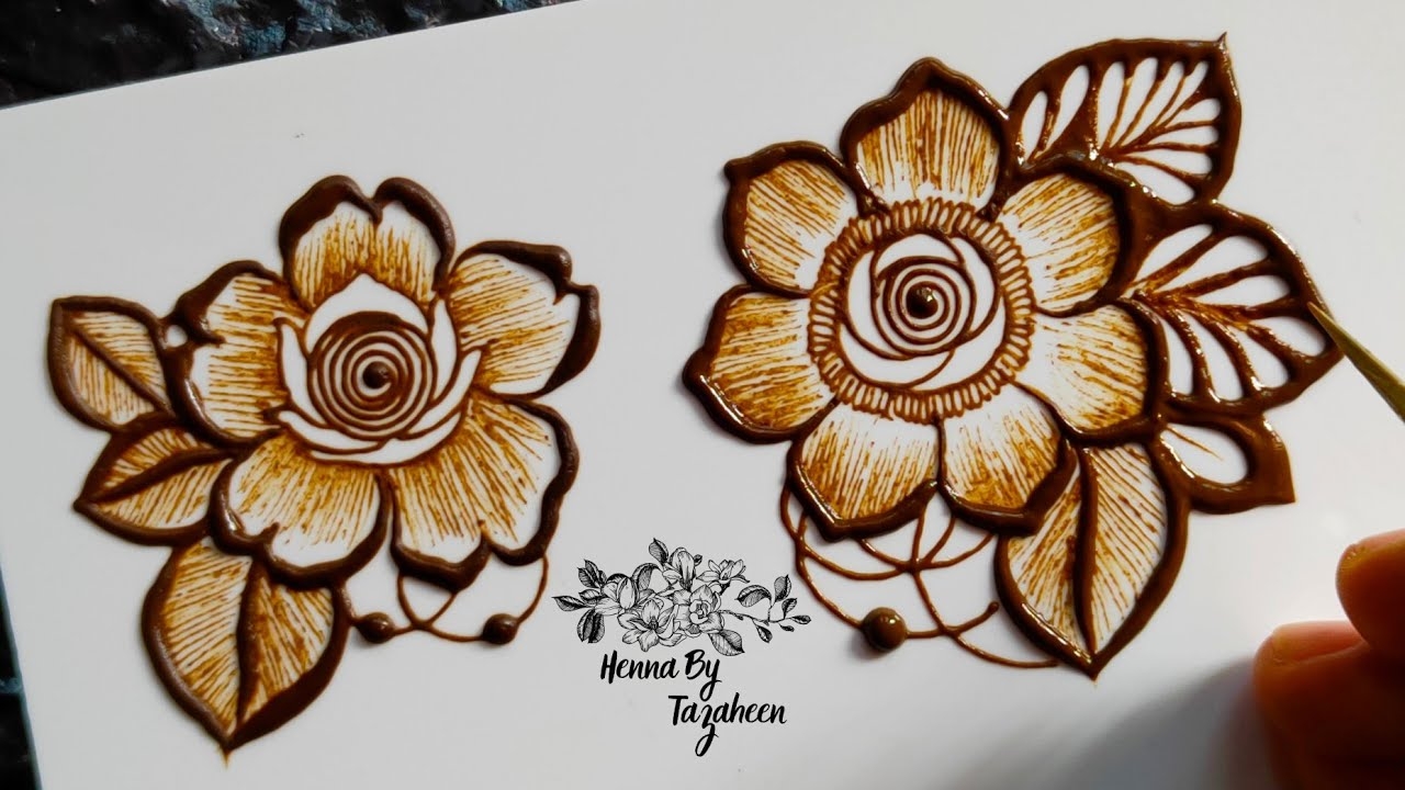 How To Draw 2 Different Mehndi Flowers Very Beautiful Mehndi Flower Tutorial Eid Henna 2023