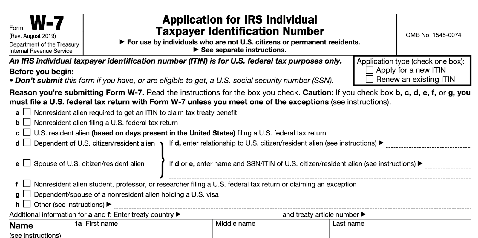 How To Fill Out IRS Form W 7 And Obtain Your ITIN Number
