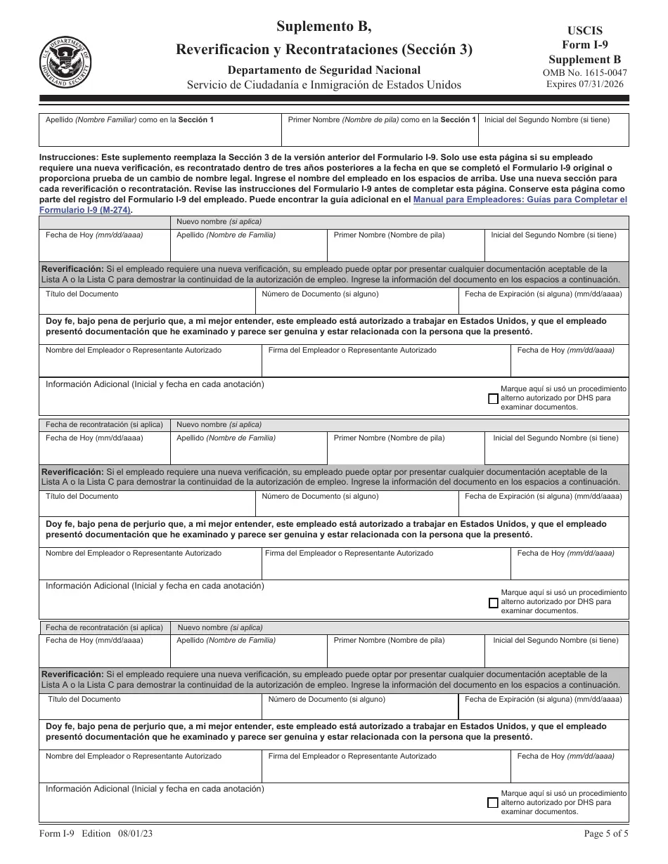 I 9 Spanish Form Printable