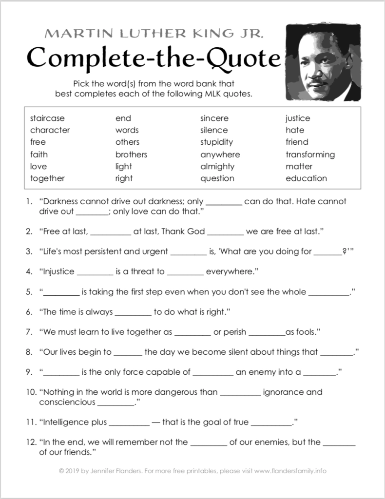 I Have A Dream Free Printables For MLK Day Flanders Family 