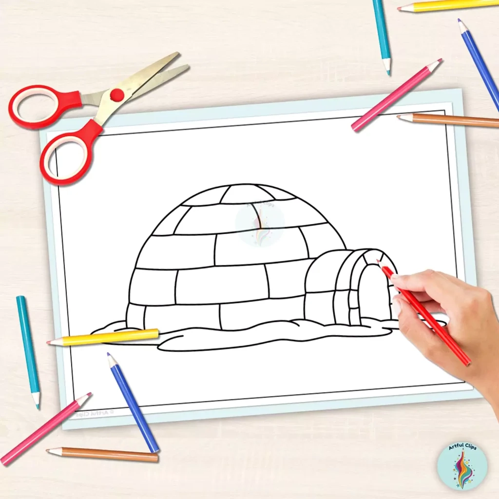Igloo Craft Template Set Winter Coloring Sheets amp Clipart