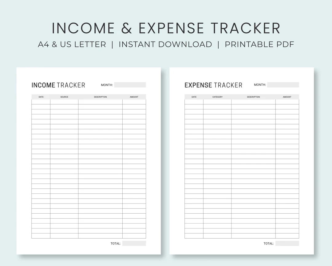 Income amp Expense Tracker Printable Money Tracker Business 