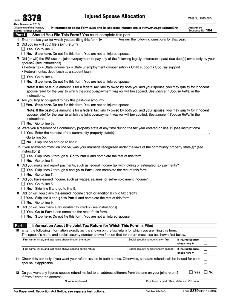 Injured Spouse Tax Form Fill Out amp Sign Online DocHub