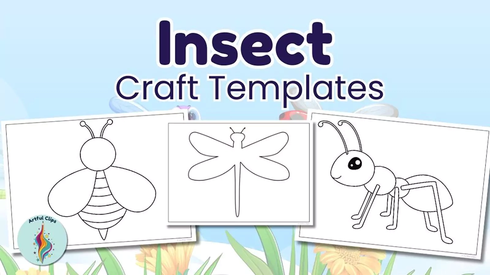insect templates printable black and white craft outlines