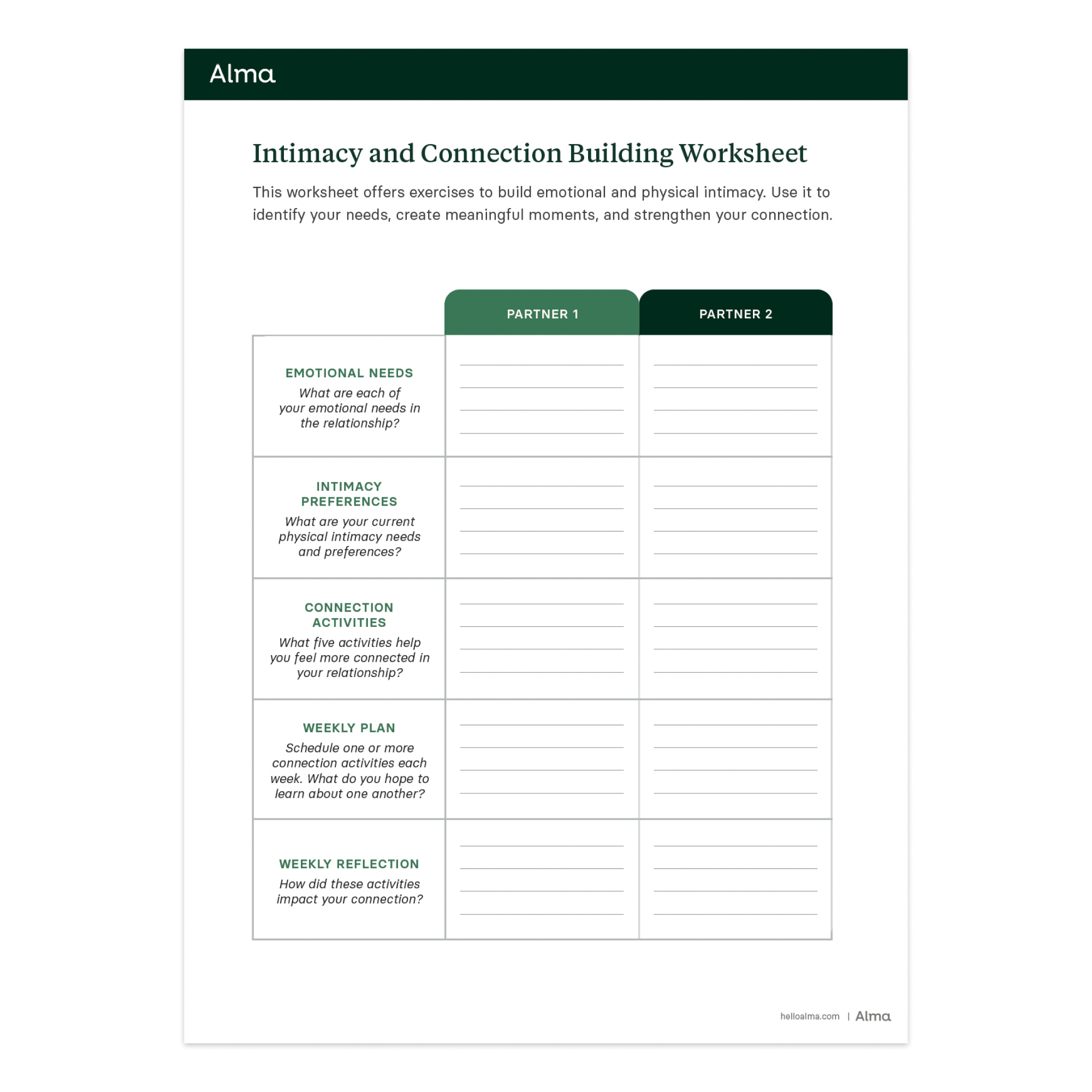 Couples Therapy Exercises Worksheets