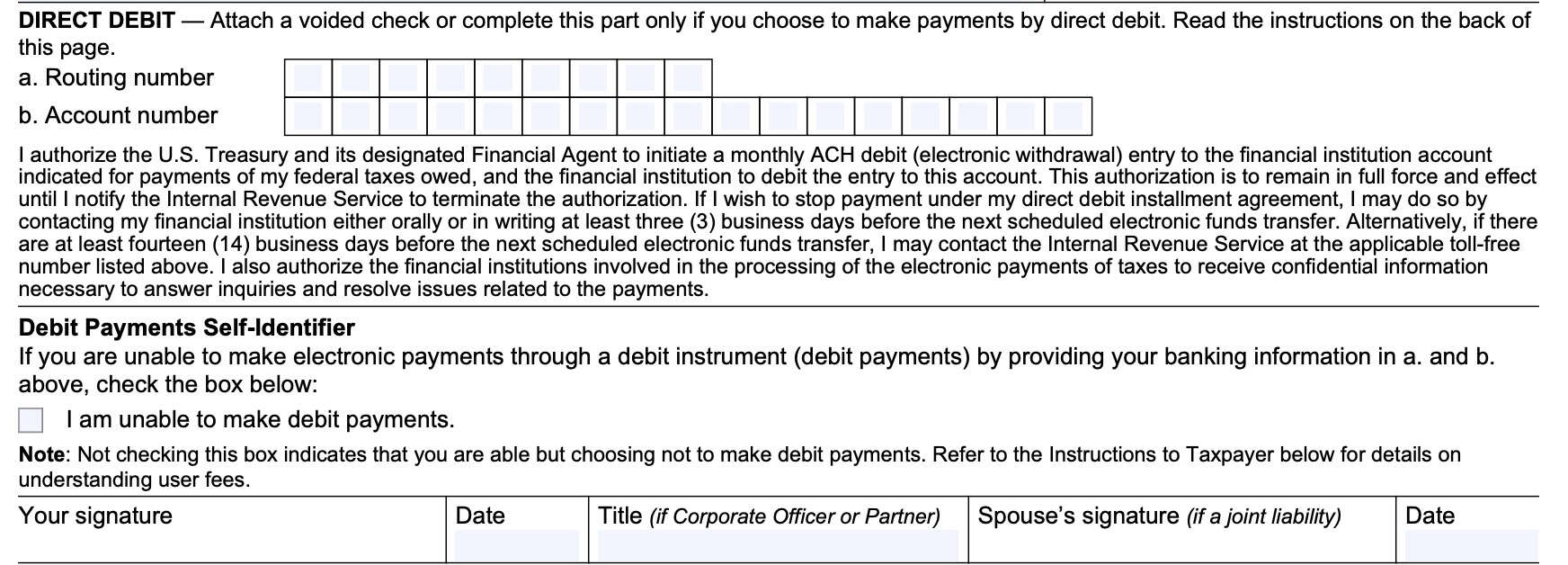 Irs Form 433-D Mailing Address For Processing