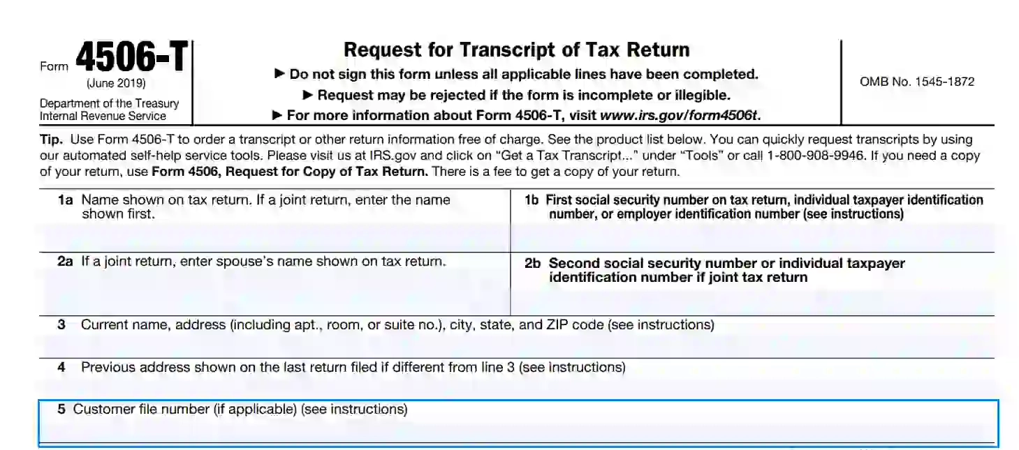 IRS Form 4506 T Fill Out Printable PDF Forms Online