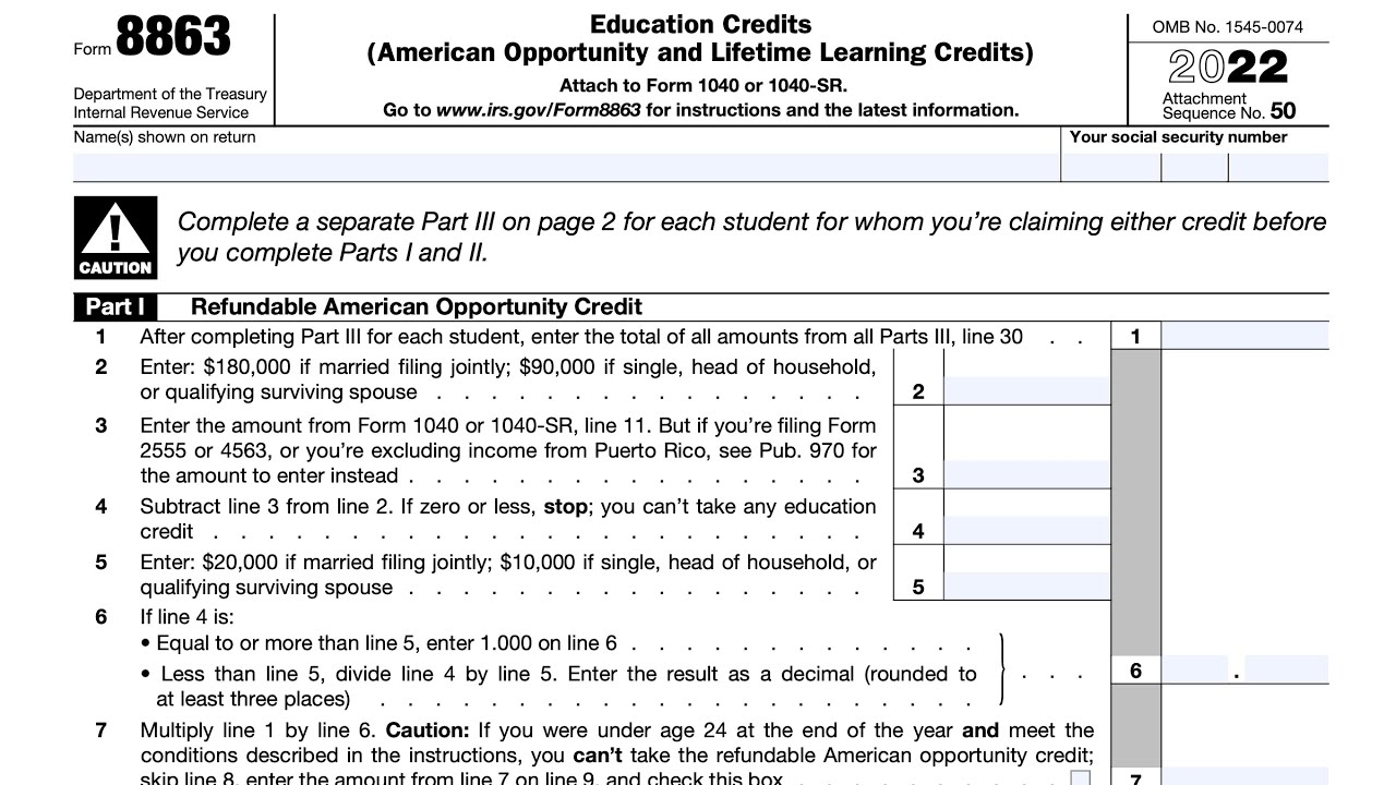 IRS Form 8863 Walkthrough ARCHIVED COPY READ COMMENTS ONLY