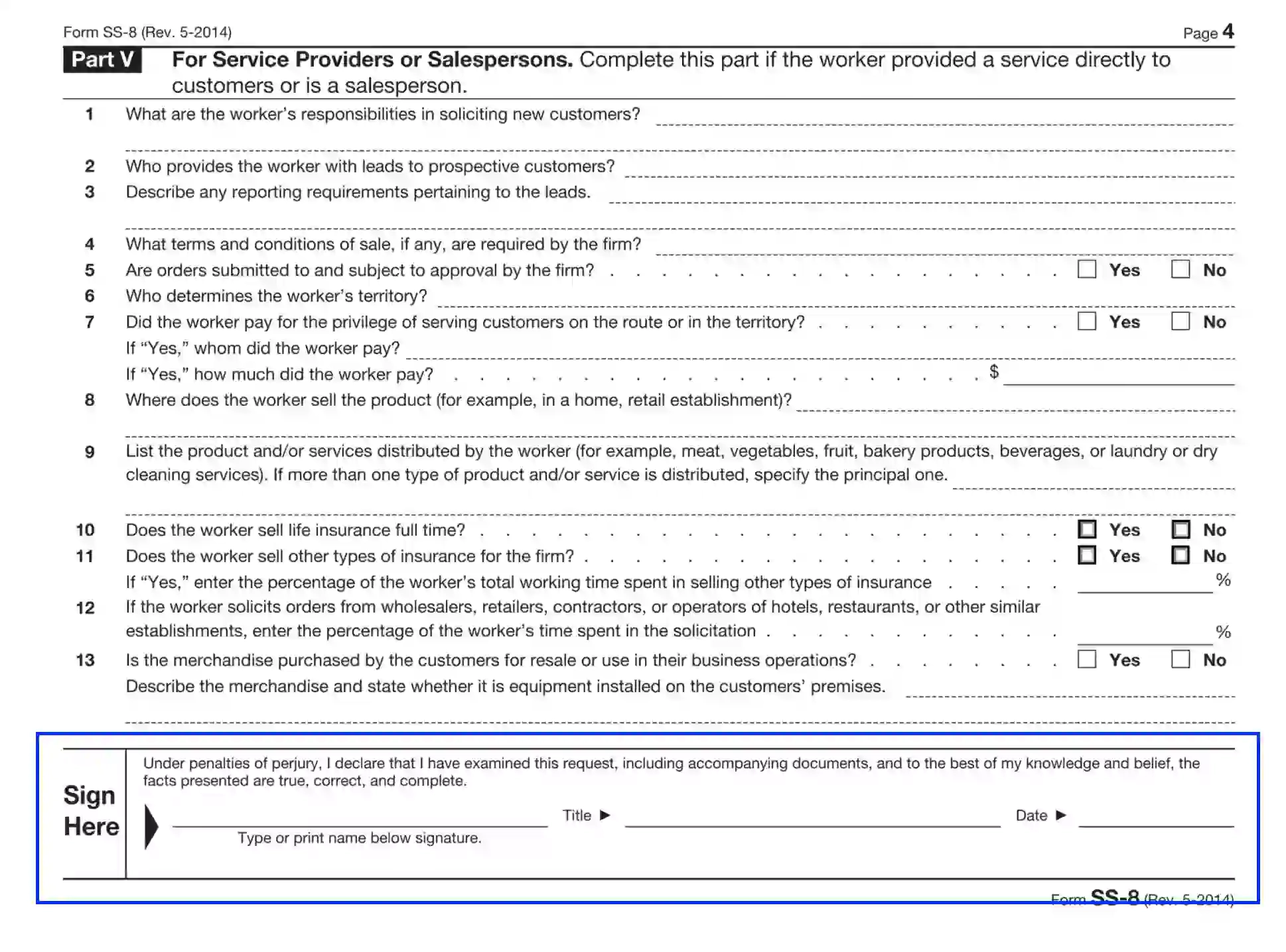 IRS Form SS 8 Fill Out Printable PDF Forms Online