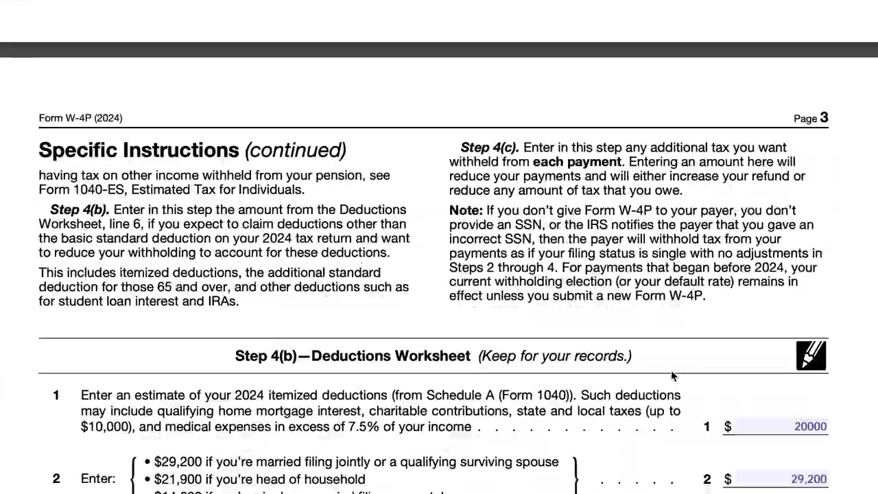 Irs Form W-4r And Marginal Rate Table