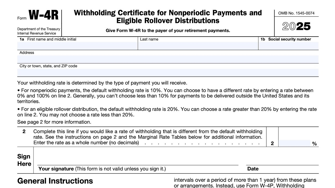 IRS Form W 4R Walkthrough Withholding Certificate For Nonperiodic Payments And Eligible Rollovers 