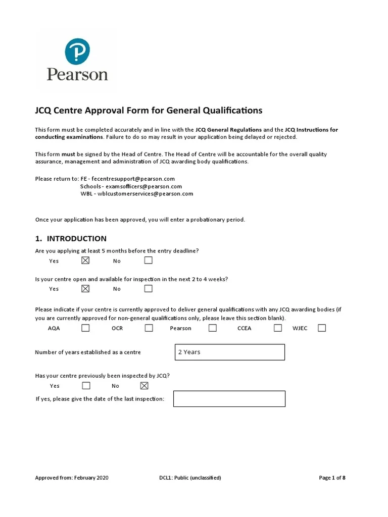 JCQ Centre Approval Form For General Qualifications PDF