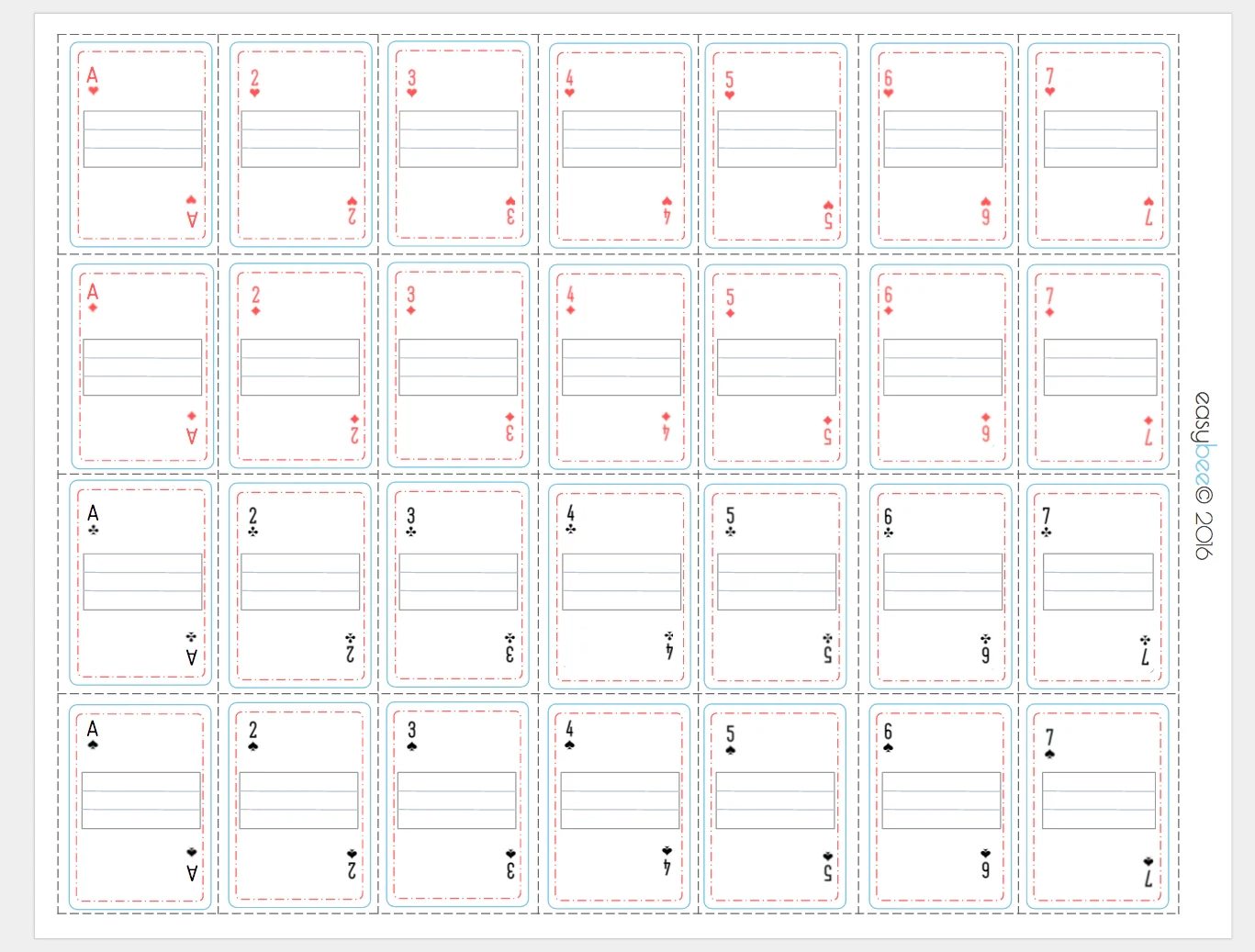 Printable Deck Of Cards Template
