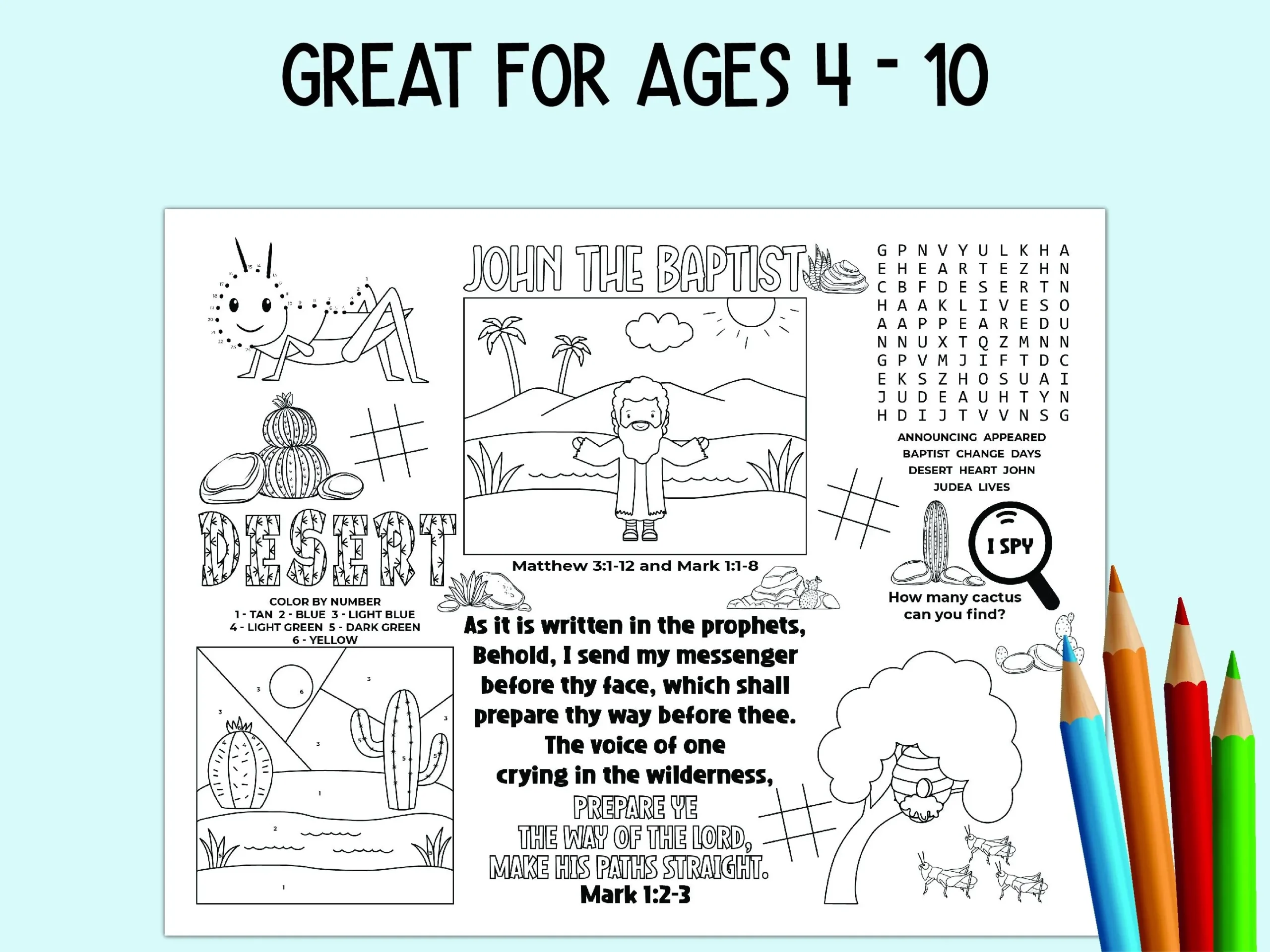 John The Baptist Activity Sheet Children s Church Activity Bible 