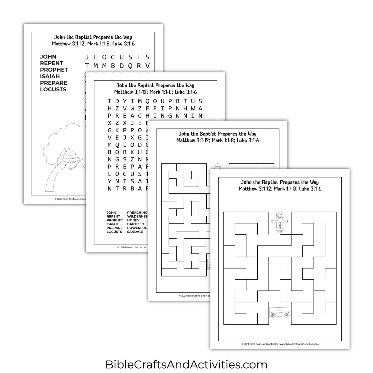 John The Baptist Activity Sheets