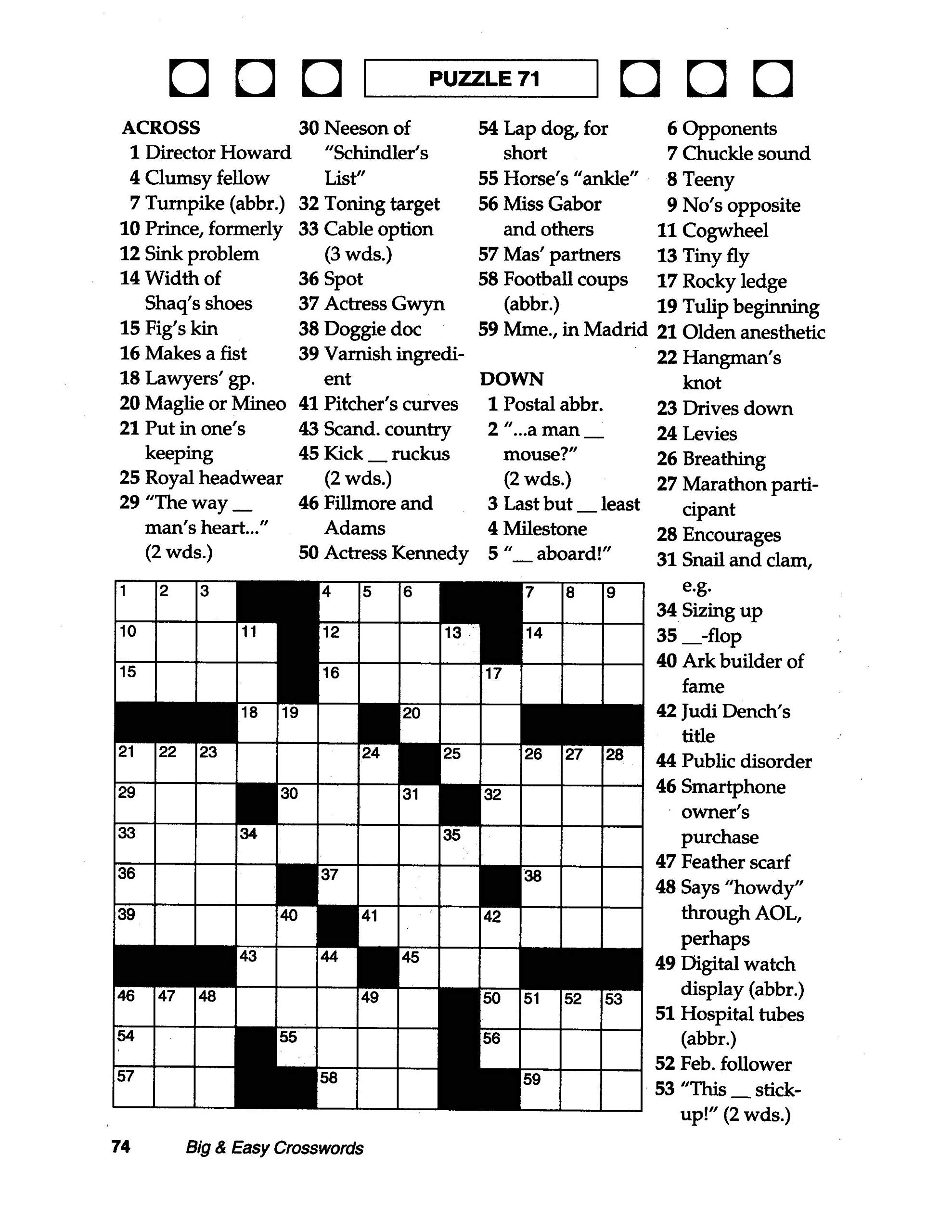 Large Crossword Puzzles Printable