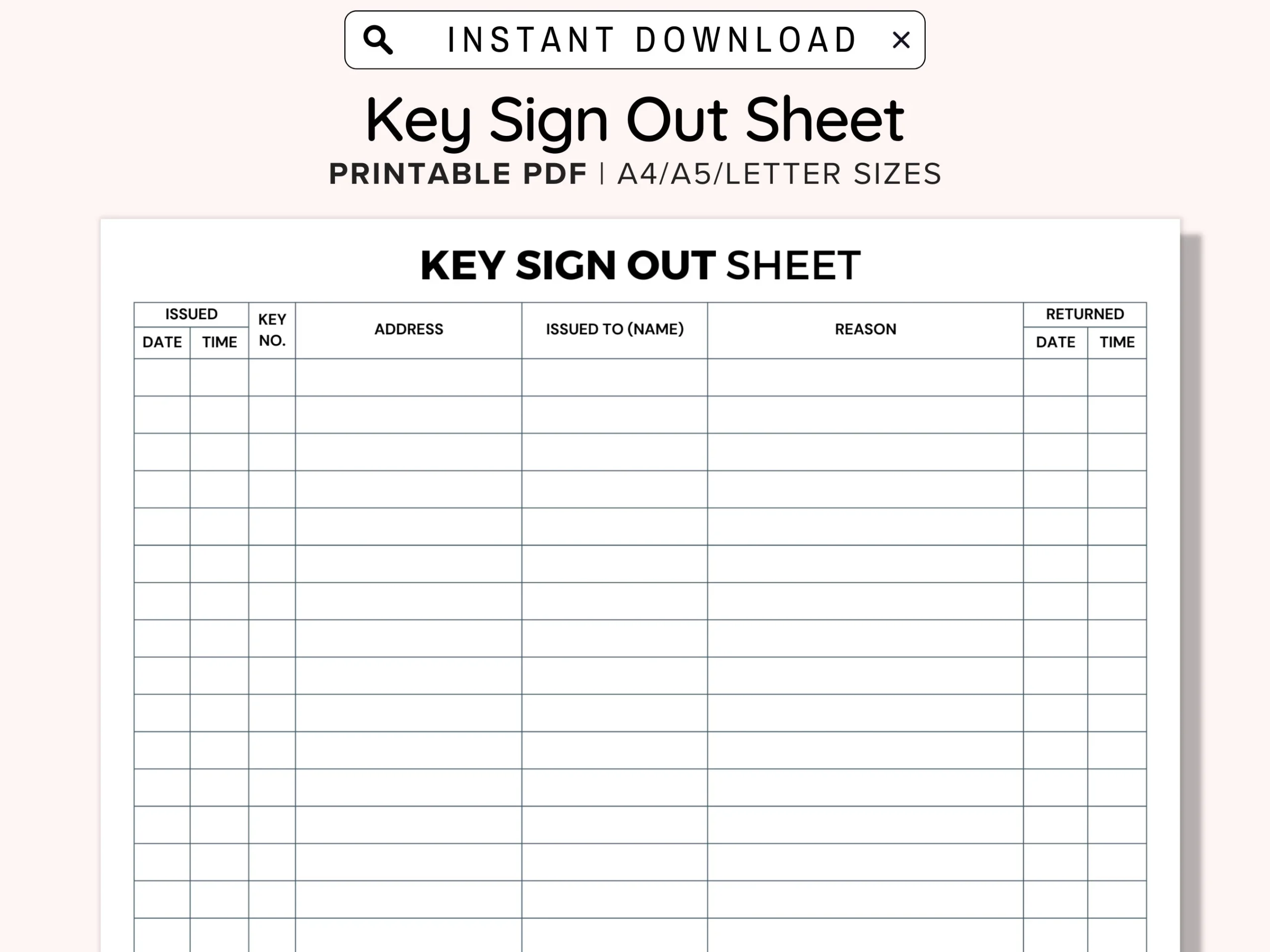Key Log In Log Out Sheet Etsy