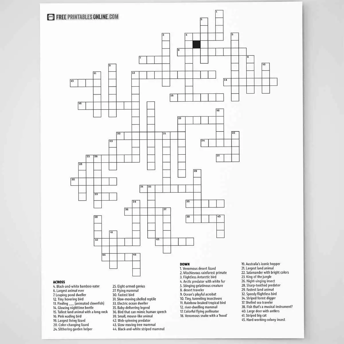 Free Daily Printable Crosswod Puzzles