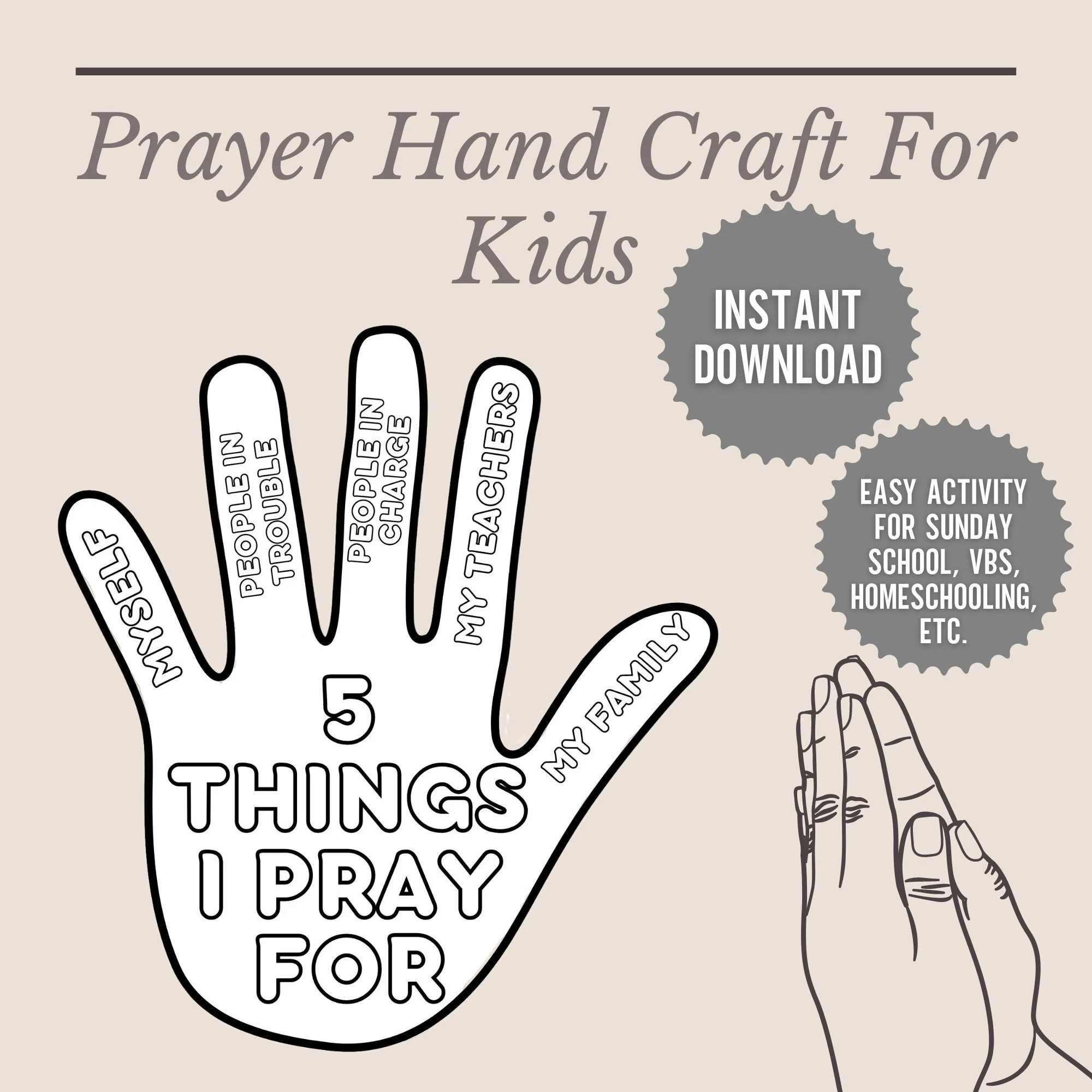 Five Finger Prayer Template