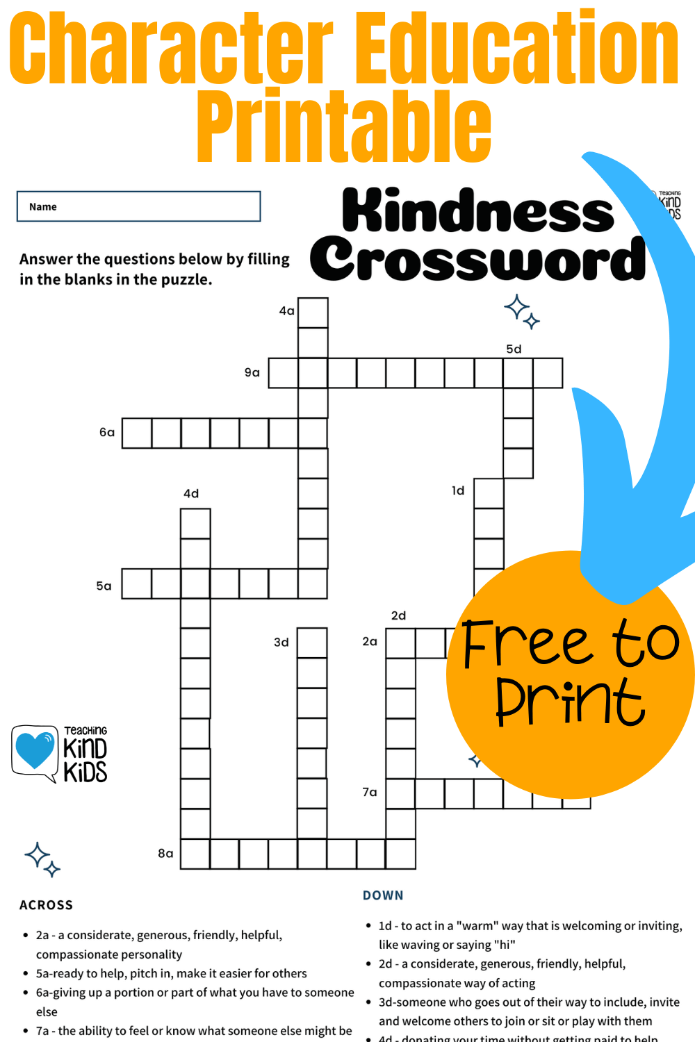 Free Printable Crossword Puzzles About Compassion