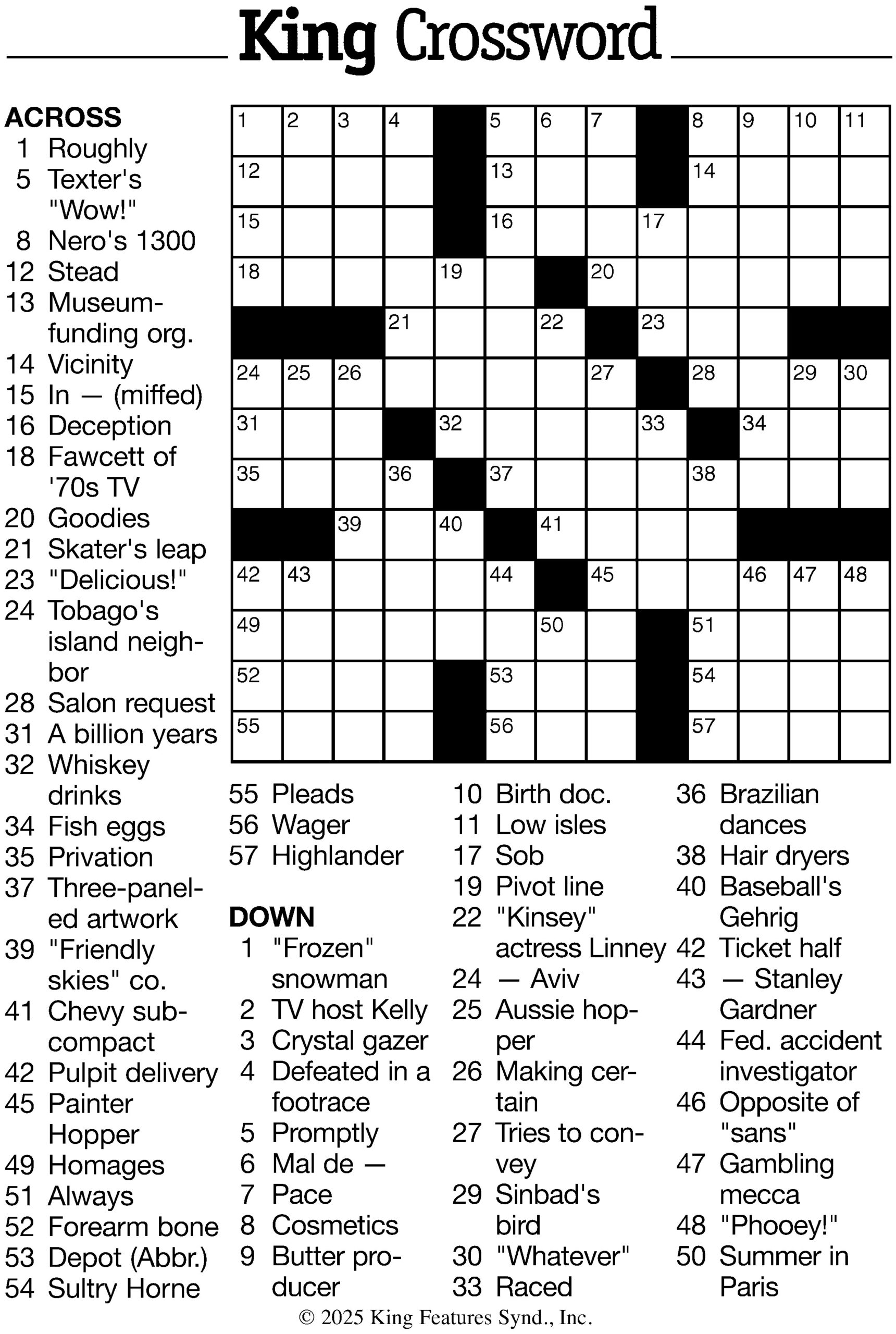 King Crossword The Mountain Eagle