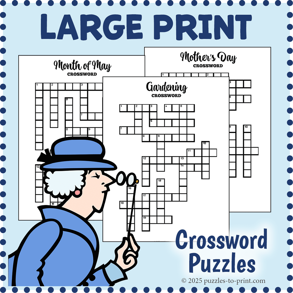 Giant Printable Crossword Puzzles Poster
