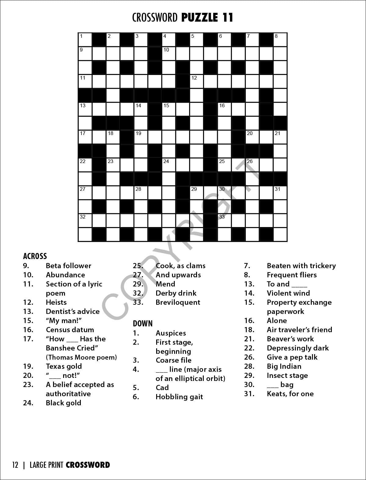 Large Print Crosswords