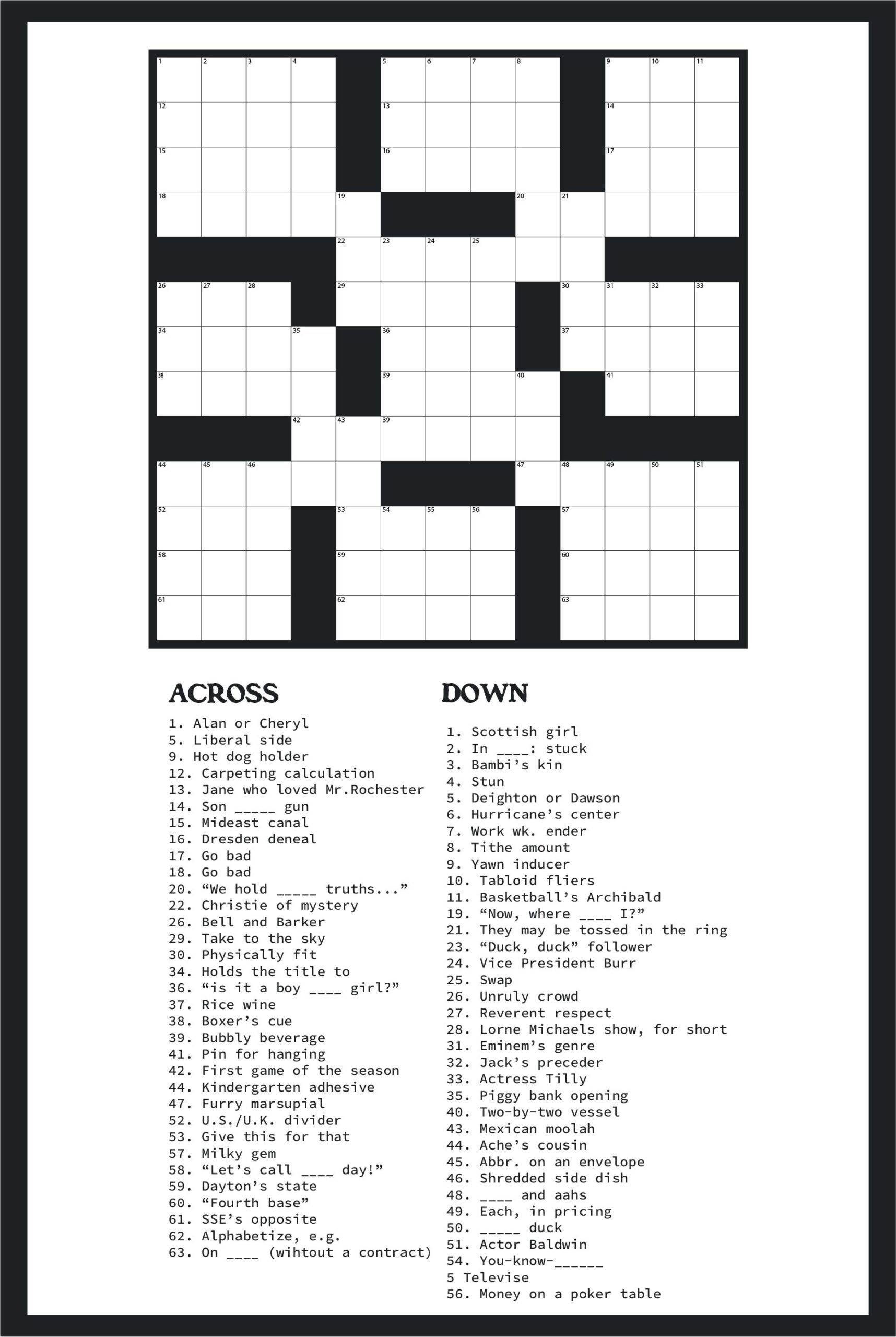 Free Crossword Puzzles Printable For Seniors