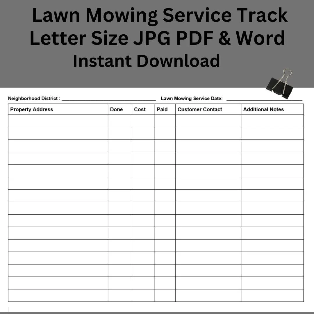 Lawn Mowing Service Log Lawn Mowing Schedule Templates For 